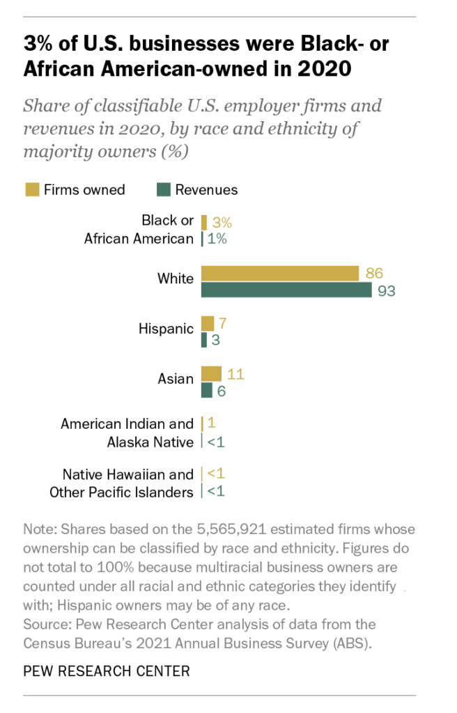 3% of businesses are owned by African Americans